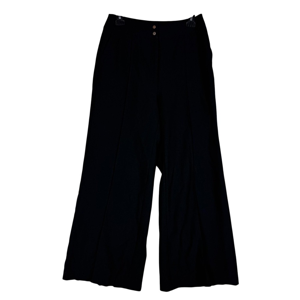 Jennifer Lopez Pants Womens 6 Black Wide‎ Leg Ponte Dress Zip Pockets Stretch